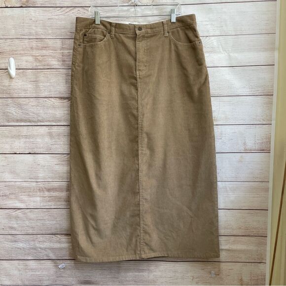 EDDIE BAUER CORDUROY MAXI SKIRT IN KHAKI - Picture 1 of 5